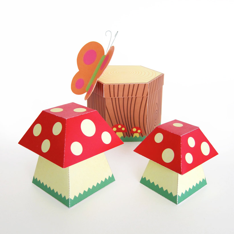 Mushrooms Box Kit Paper Crafting Candy Box (Instant Download) 