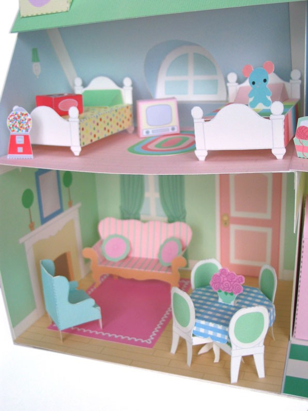 chairbed, Bed, table and chair. Printable dollhouse furnitu…