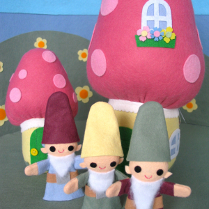 Gnome Finger Puppets and Mushroom Cottage