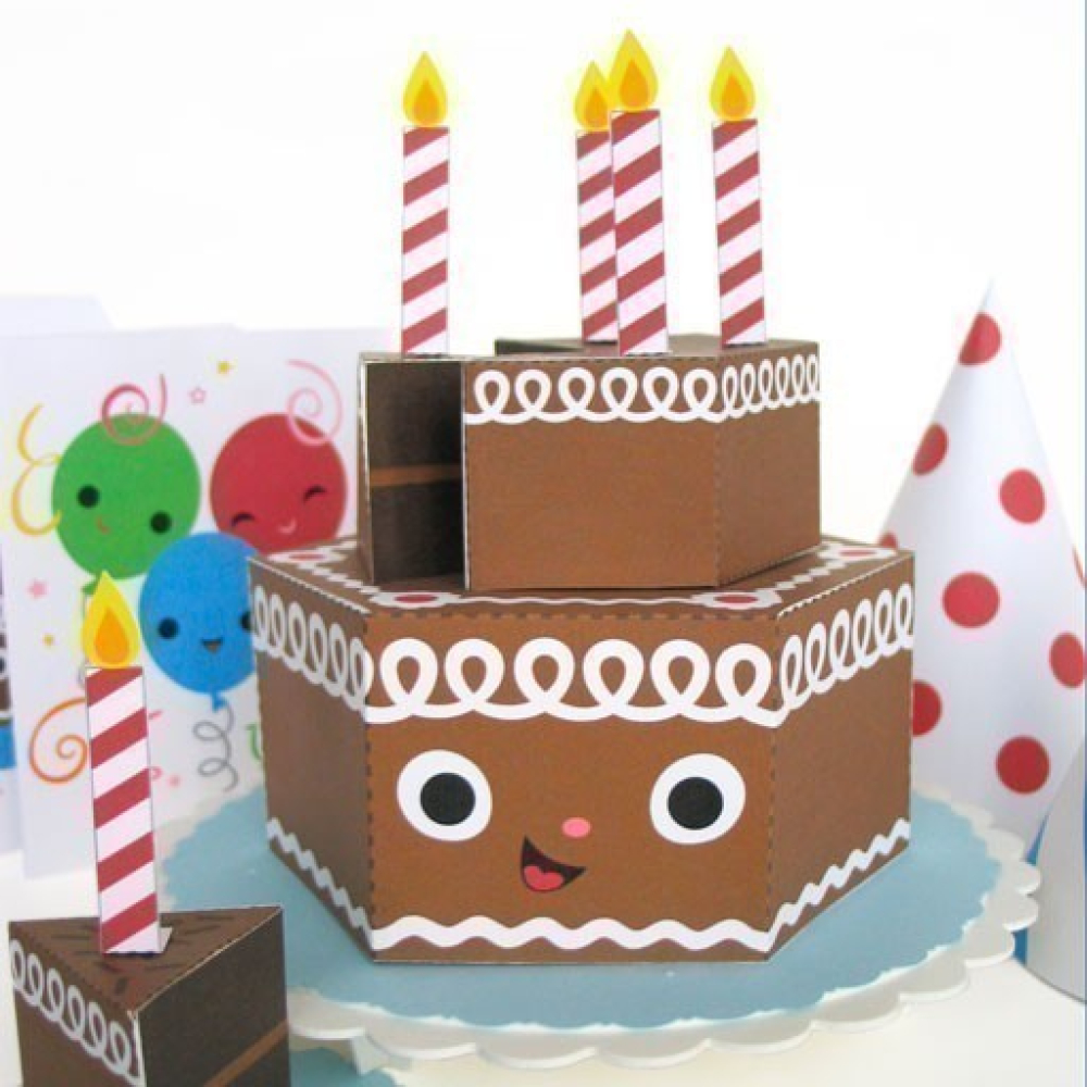 Happy Birthday Chocolate Cake Party Playset Printable Paper Craft ...